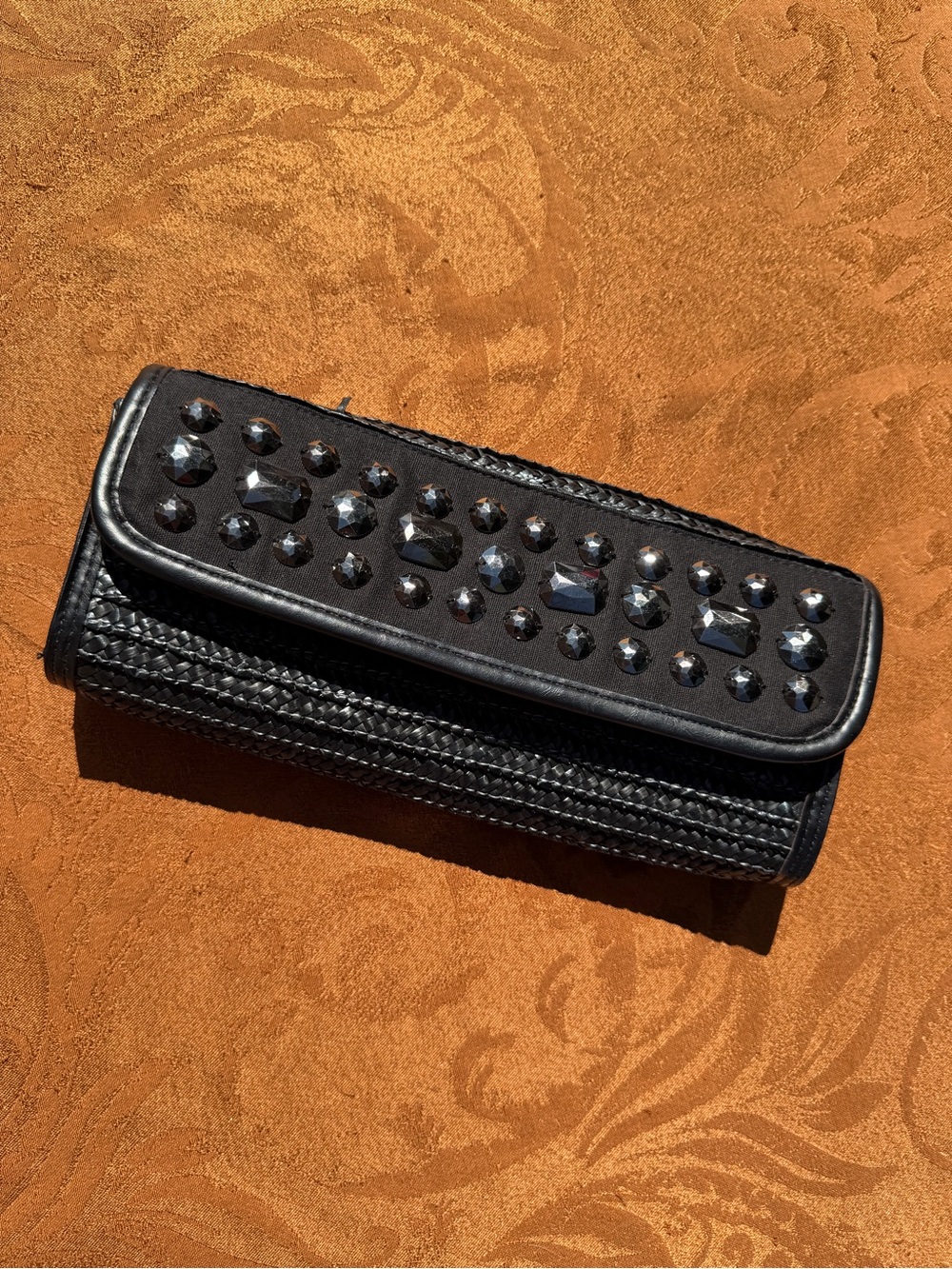 Big Buddha Black Studded Braided Clutch / Shoulder bag (with strap)